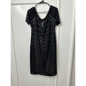 MOTHERHOOD MATERNITY‎ black Eyelet Poly Stretch Knee Length Straight Dress Large